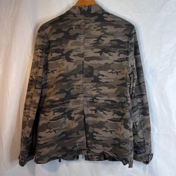 Sanctuary Green Army Camo Print Mock Neck Cargo Utility Jacket Size Medium - Picture 2 of 14
